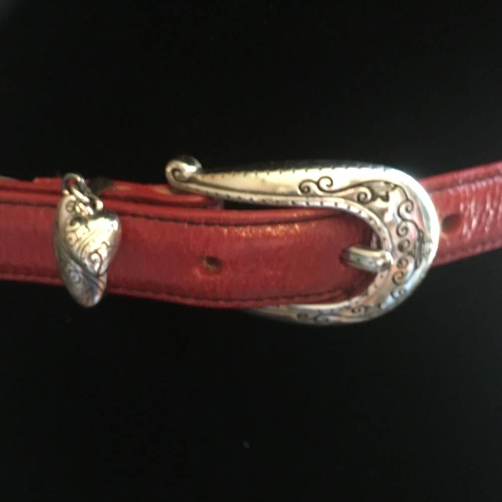 Brighton Belt Red with Silver Buckle & Charm 28 in